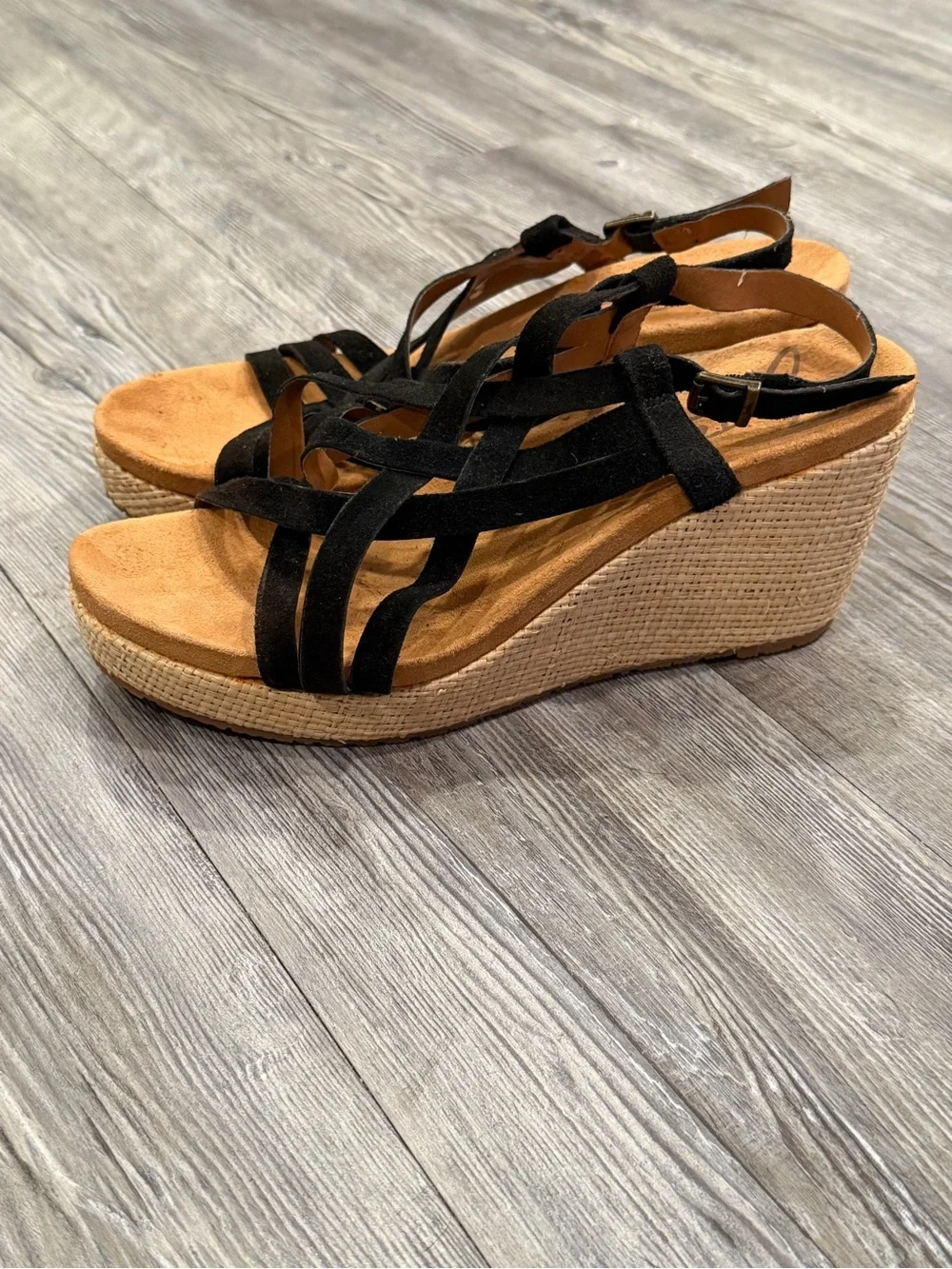 Zodiac Petra Strappy Leather Wedge Sandals Women’s Size 11M Espadrilles